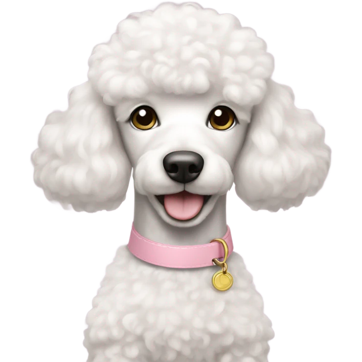 a white poodle with a light pink collar emoji
