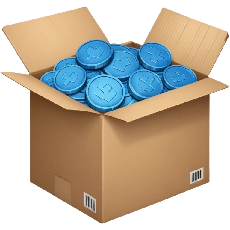 blue coins credit in a cardboard package emoji