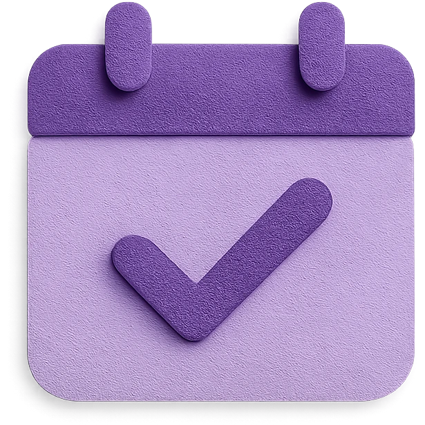 "Schedule clear", no text, with the colors: Primary Purple:  #8B5CF6
  Light Purple:    #A78BFA emoji