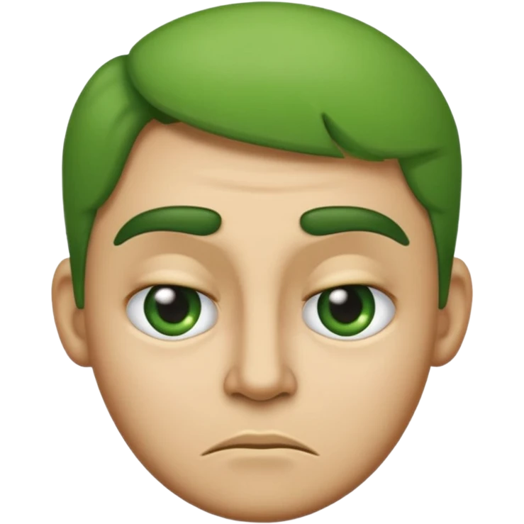 Can you make a green faced emoji giving a side eye with a frown. gelous emoji
