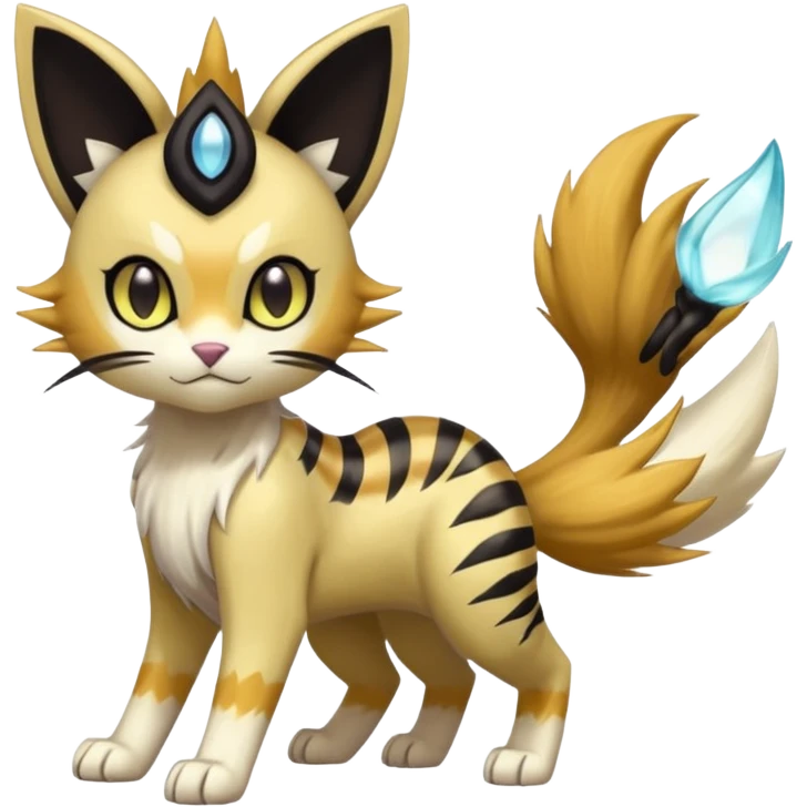 Meloetta-Meowth-Gatomon-Liepard-Pokémon-Digimon-Fakémon-fusion-hybrid-creature emoji