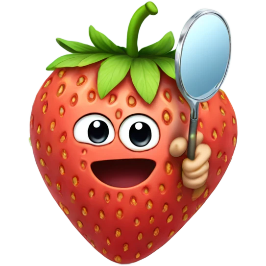 strawberry with mirror in hand emoji