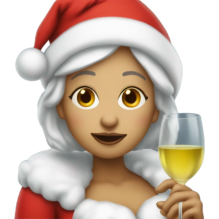 Mrs Clause w/ white wine tired emoji