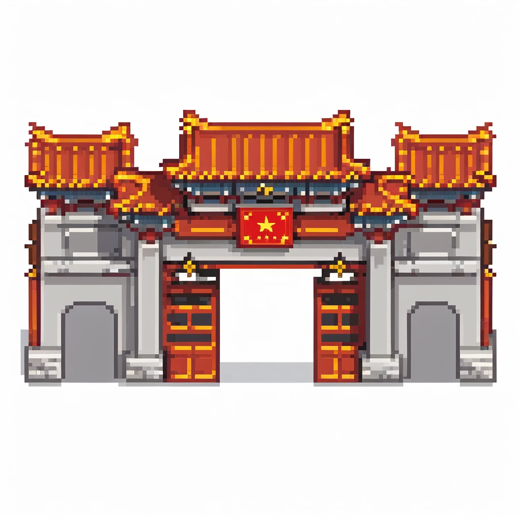 Tiananmen Square in Beijing with traditional Chinese architecture gate, sunny day, travel landmark illustration emoji
