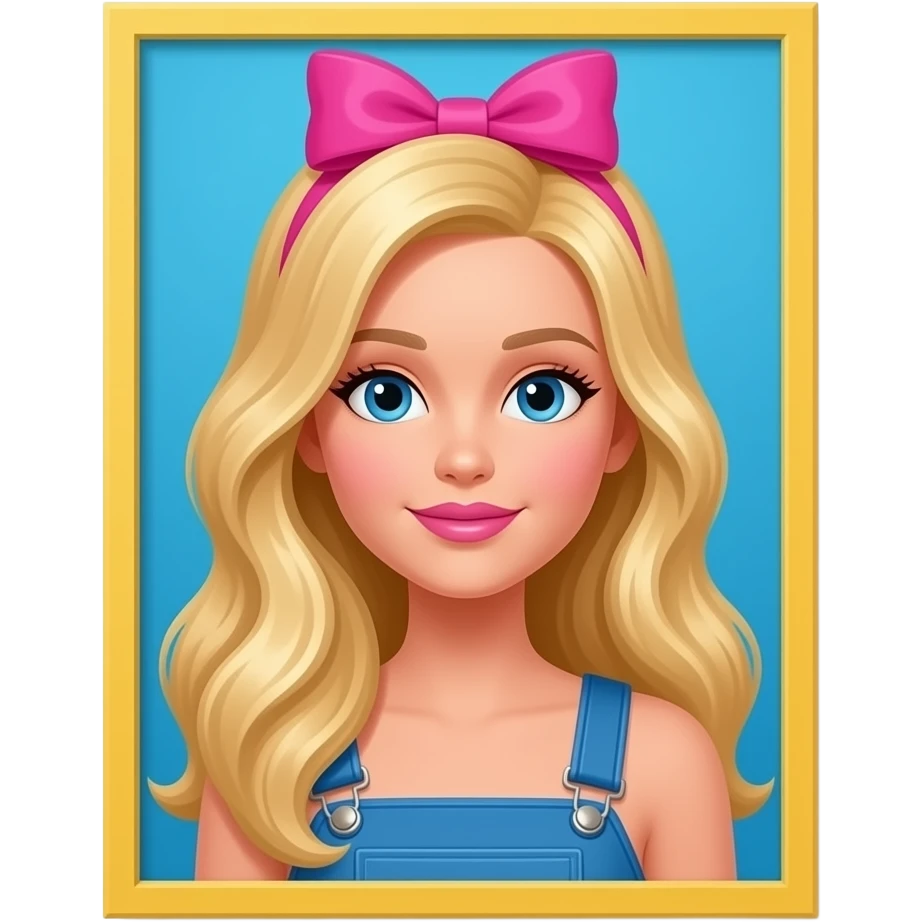 blue yellow pretty girl poster board on wall inspired by Barbie colour pallete emoji