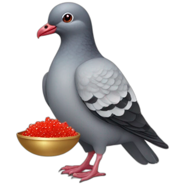 pidgeon holding red caviar in hand emoji
