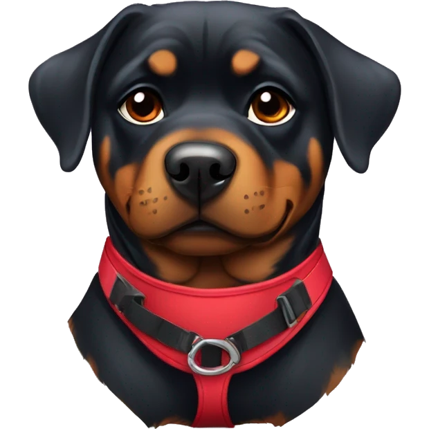 A pretty Rottweiler female with a red harness emoji