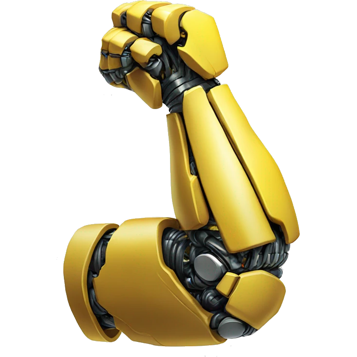 Flexing yellow mechanical cyborg bicep and arm emoji