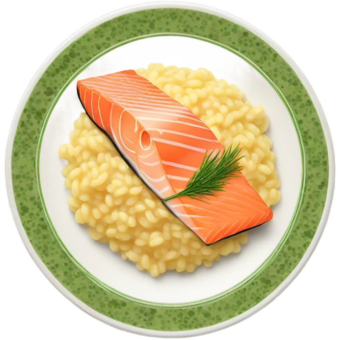 Risotto and salmon on a plate  emoji