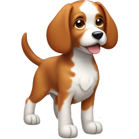 A red-haired little dog with floppy ears and speckled white paws emoji