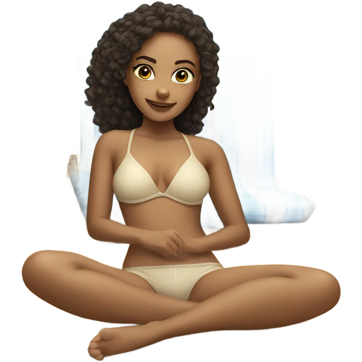 Light colored girls laying on the beach ￼ emoji