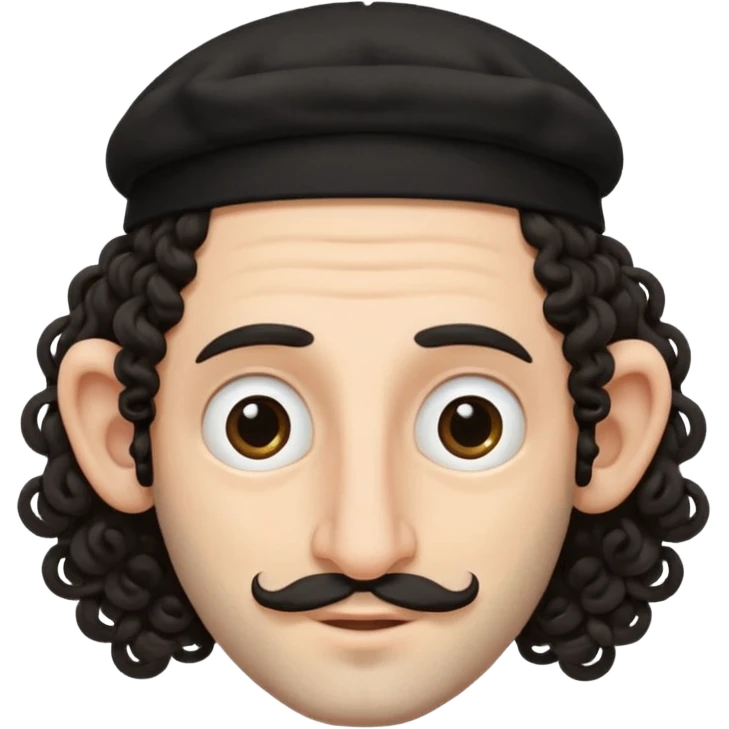 jewish jew man's face, wearing a tiny black kippah and 2 curly long hair strands near the ears, big nose, only face, no body emoji