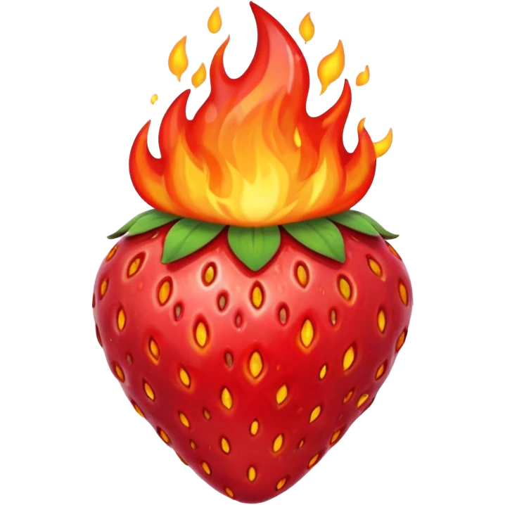 Strawberry with fire emoji