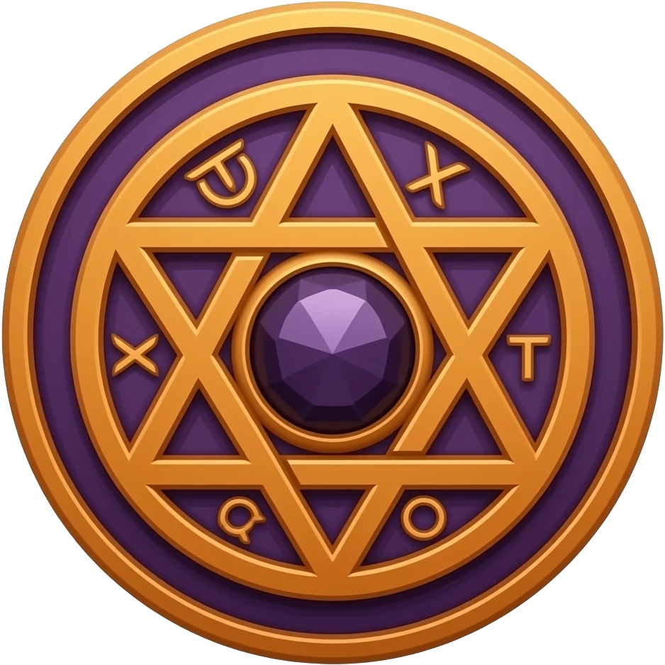 Umbra pontifex, a role that represents leadership and power. I need a ring that represents dark magic, using orange and purple as a color scheme. I wan embossed details to represent mysterious occultism maybe with a gem emoji