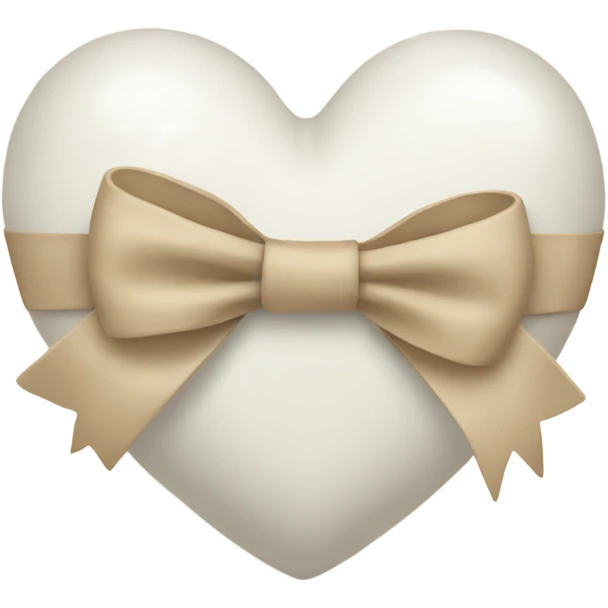 white heart with beige bow emoji