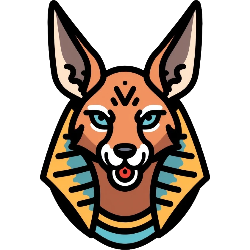 Egyptian god Anubis with jackal head, headdress, collar emoji