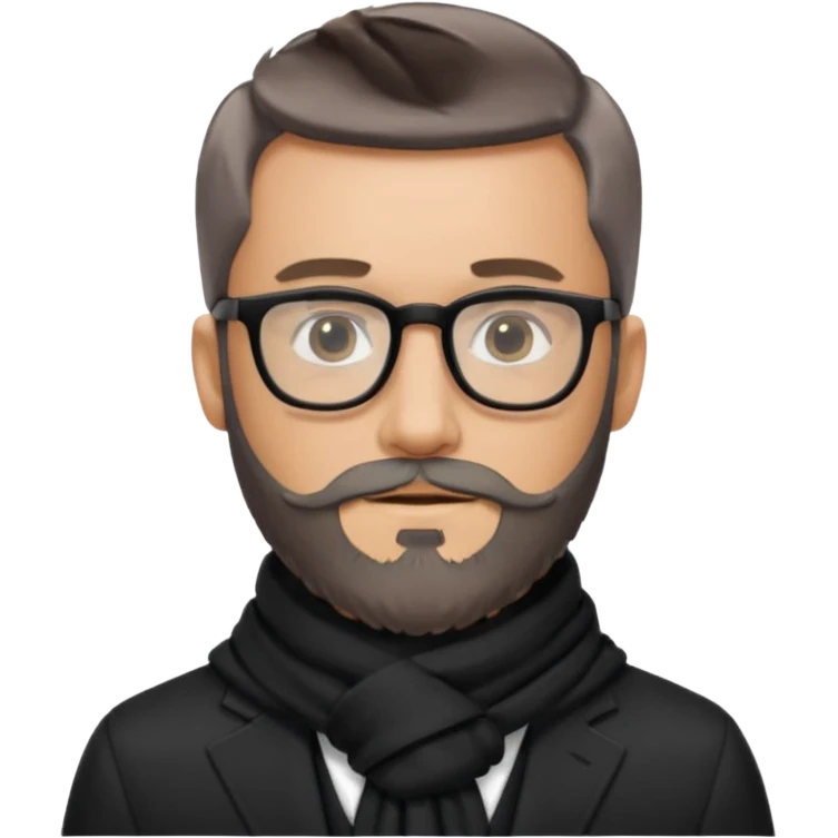 gray scarf male  beard hair with suit glasses emoji