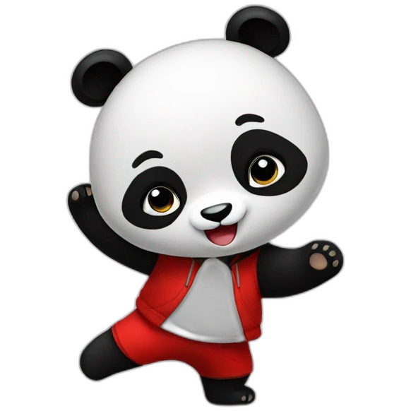 Panda with red hoodie dancing emoji