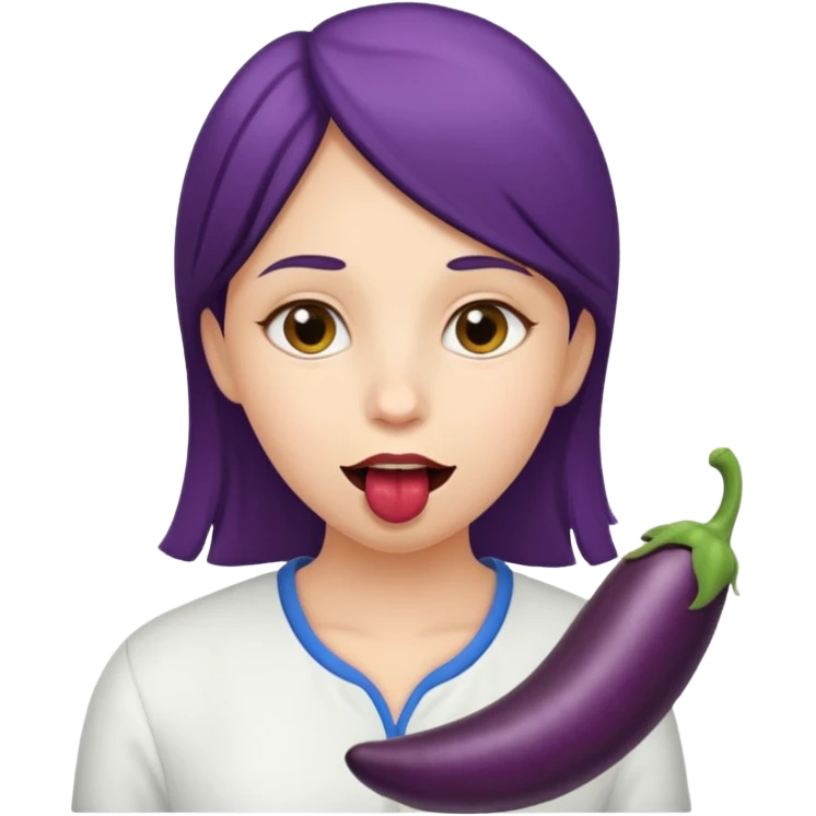 girl brinjal in mouth emoji