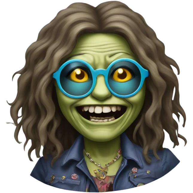  janis joplin zombie  dancing (wearing circle glasses) emoji