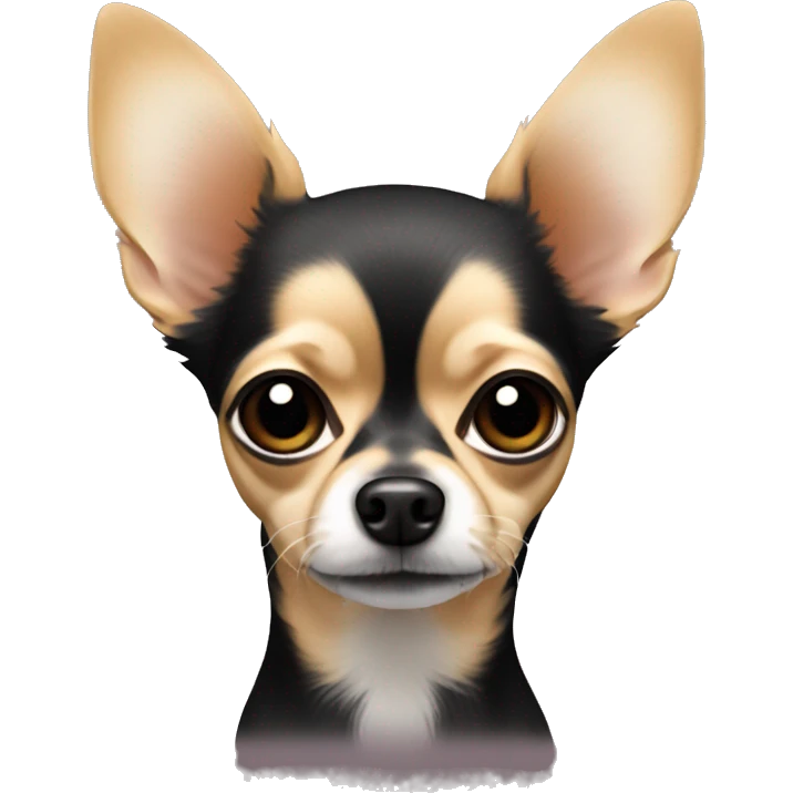 Tan long hair chihuahua with black tips on their ears and black around the mouth emoji