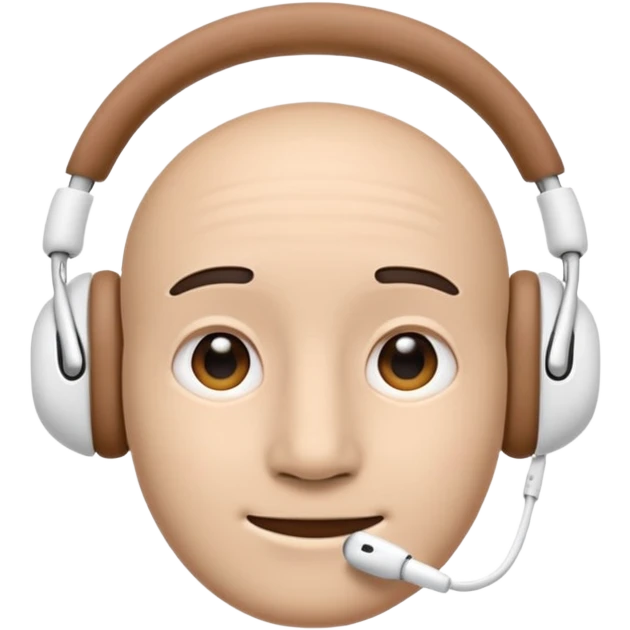 Create an Apple-style emoji that uses the 😶 neutral face, but wearing the same AirPods Max headphones as the 🎧 emoji. emoji