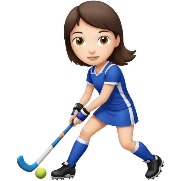 brunette girl playing field hockey emoji