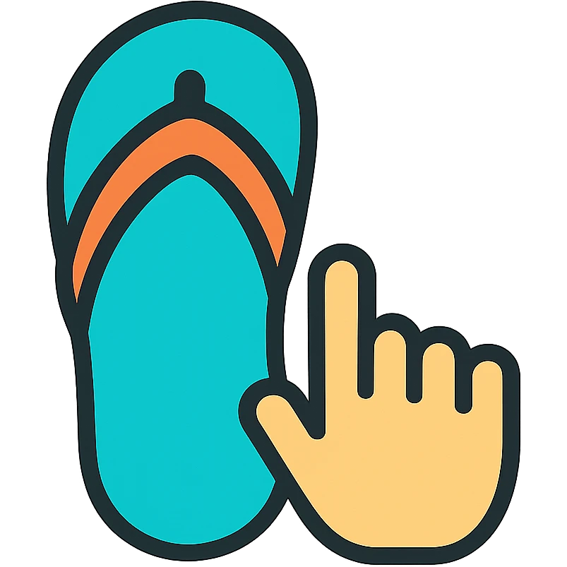 a simple and clear icon of a flip-flop with a hand emoji