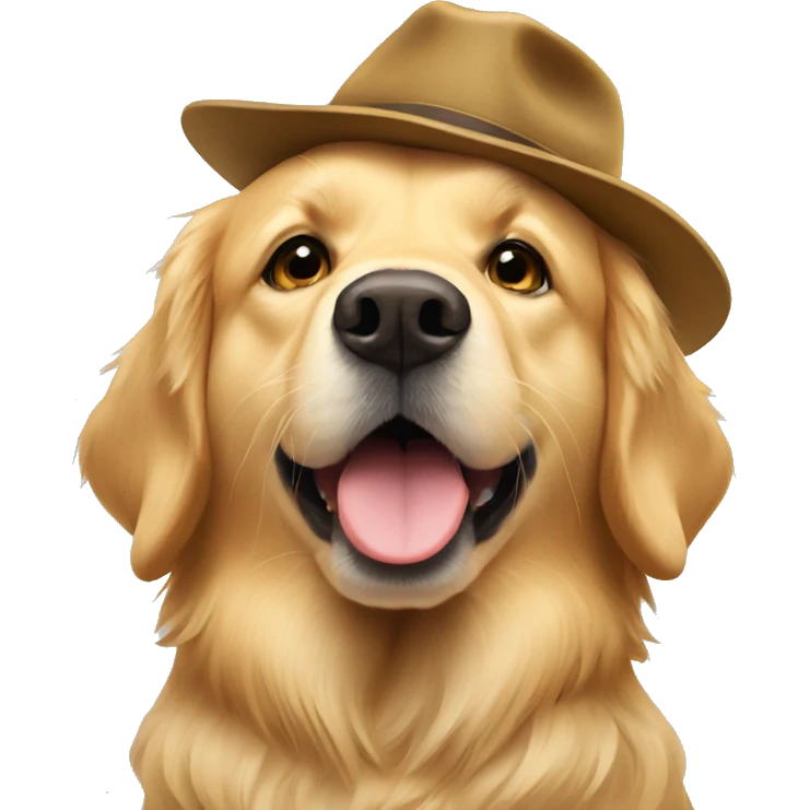 Golden retriver with a hat emoji