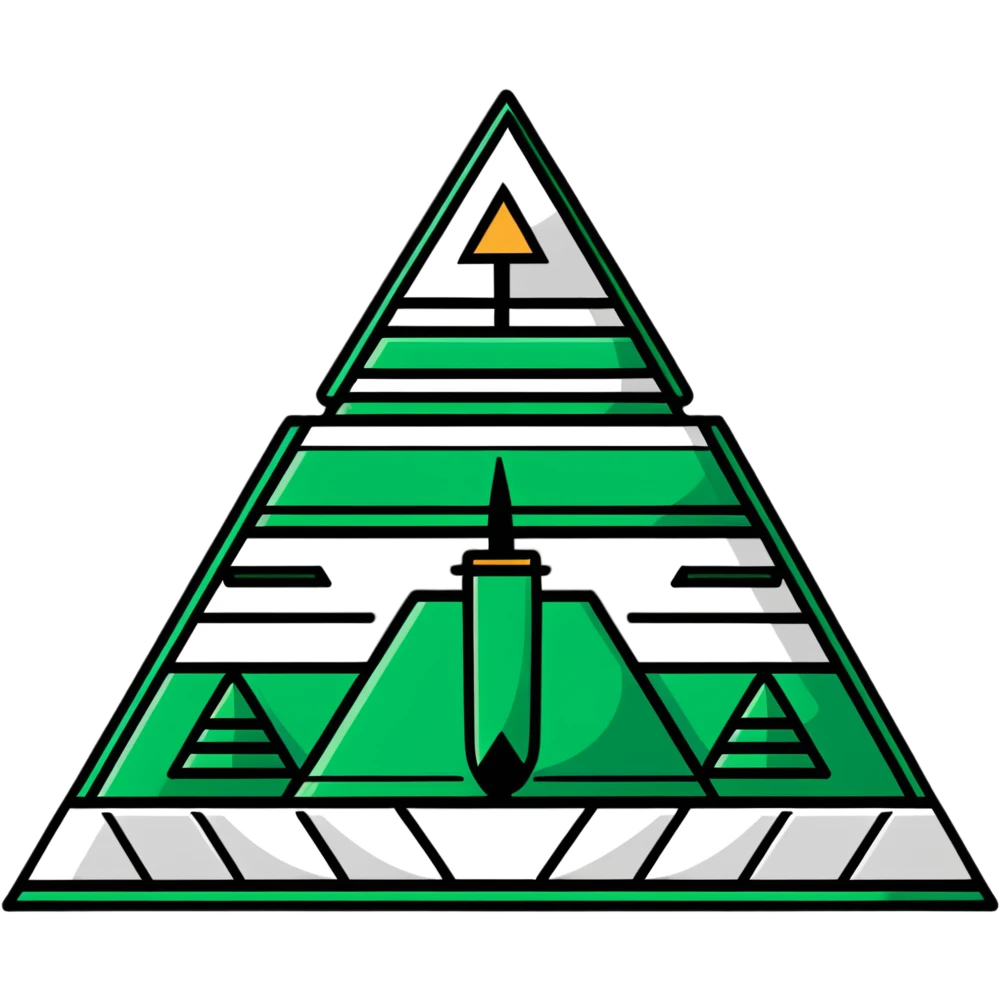 Minimalist Maya pyramid and ritual knife symbols, white and deep green only, flat design with clean lines emoji