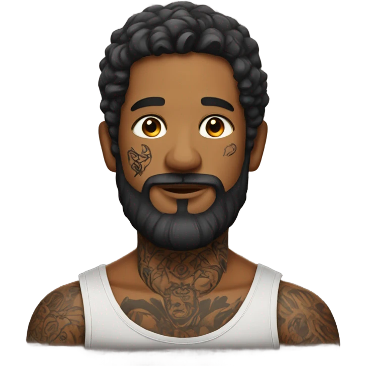 male portrait with beard with tattoos emoji