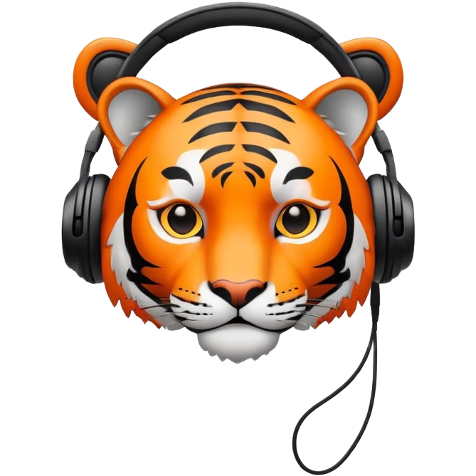 minimalist tiger wearing headphones emoji