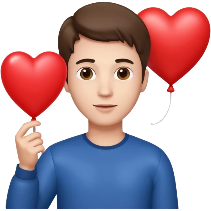 Guy with heart balloon emoji