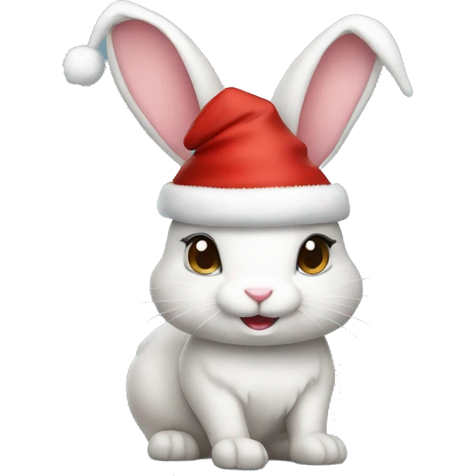 Bunny wearing a Christmas hat emoji
