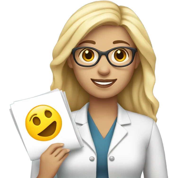 White woman holding a resume emoji
