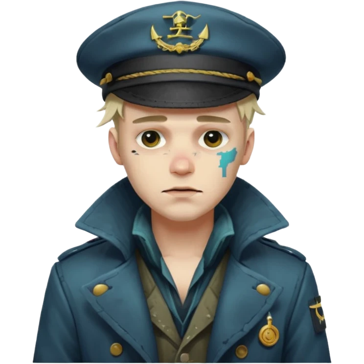 Cyberpunk sea captain with hat man, young, drunk expression emoji