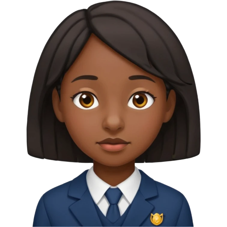 School uniform black girl. Right corner but more upturned nose emoji
