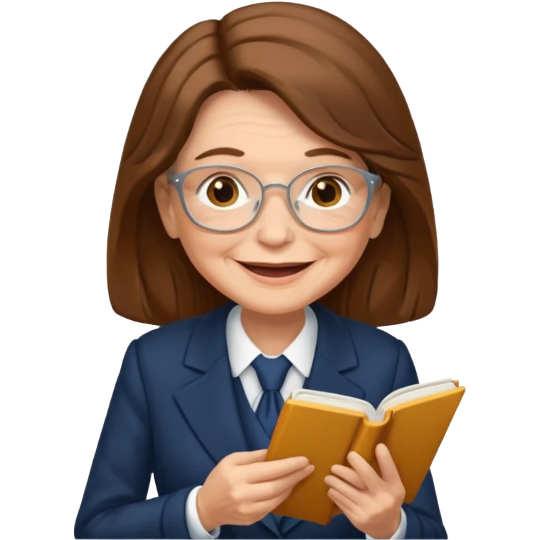 grandma reading in suit long hair emoji