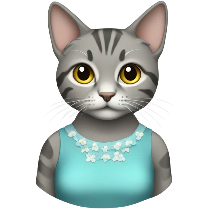 Grey tabby in a dress emoji