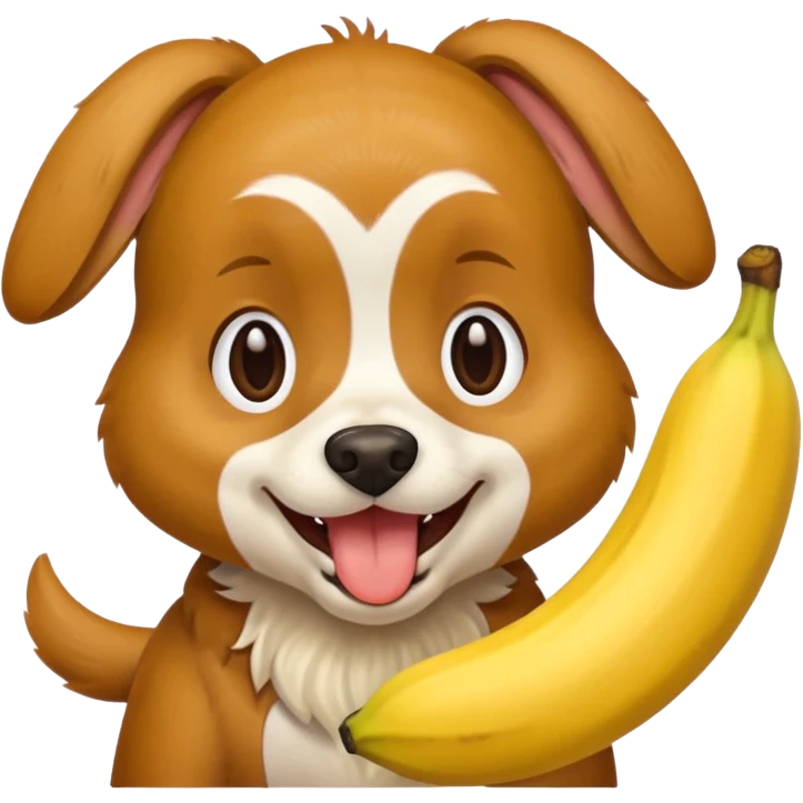 A dog eating a banana emoji