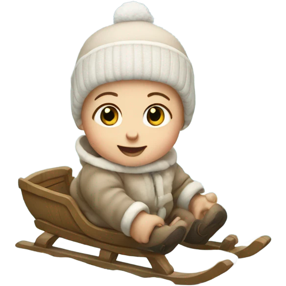 caucasian baby on a sled in the snow emoji