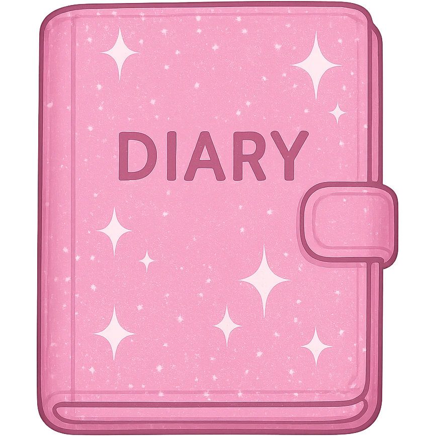a pink diary with sparkles, gpt image style emoji