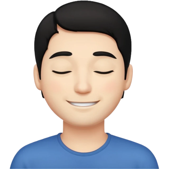 🧔🏻🙏🏻 😃 with black hair and white face  emoji