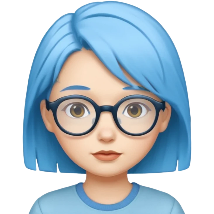 lady with baby blue hair, wearing glasses emoji