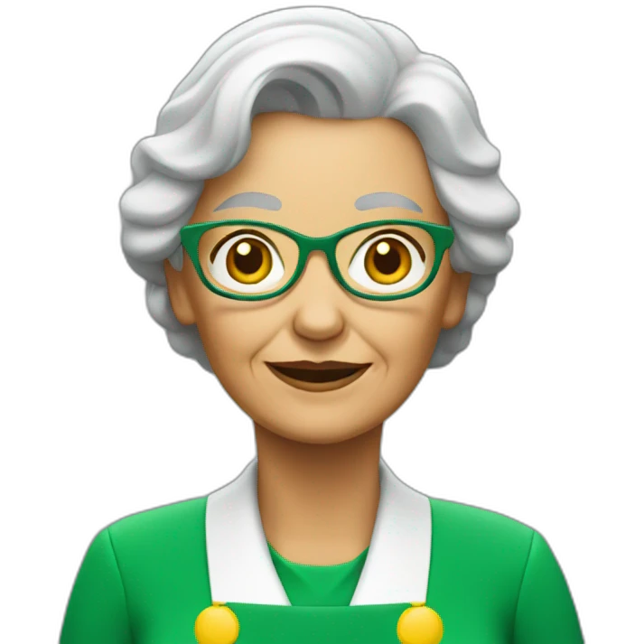Old lady working with green mcdonalds uniform emoji
