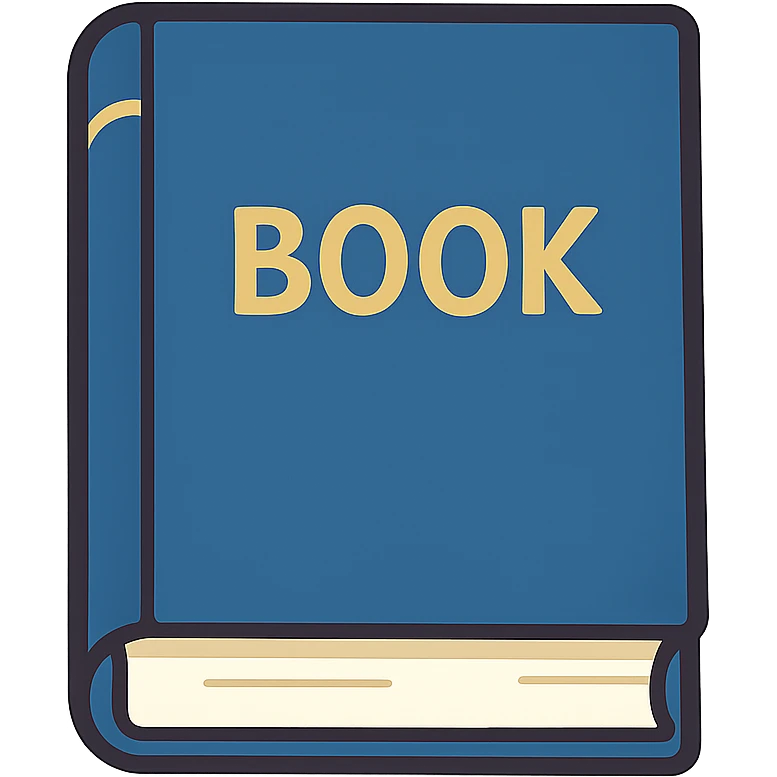 flat-toon style closed blue book with gold title emoji