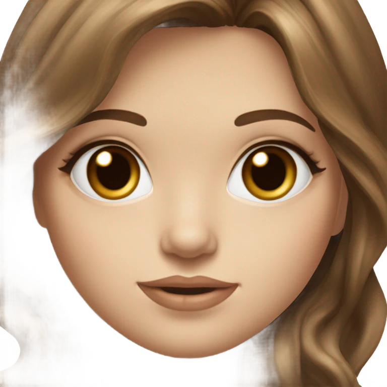 Beautiful realist White girl hazel eyes with long voluminous brown hair with brown highlights balayage  emoji