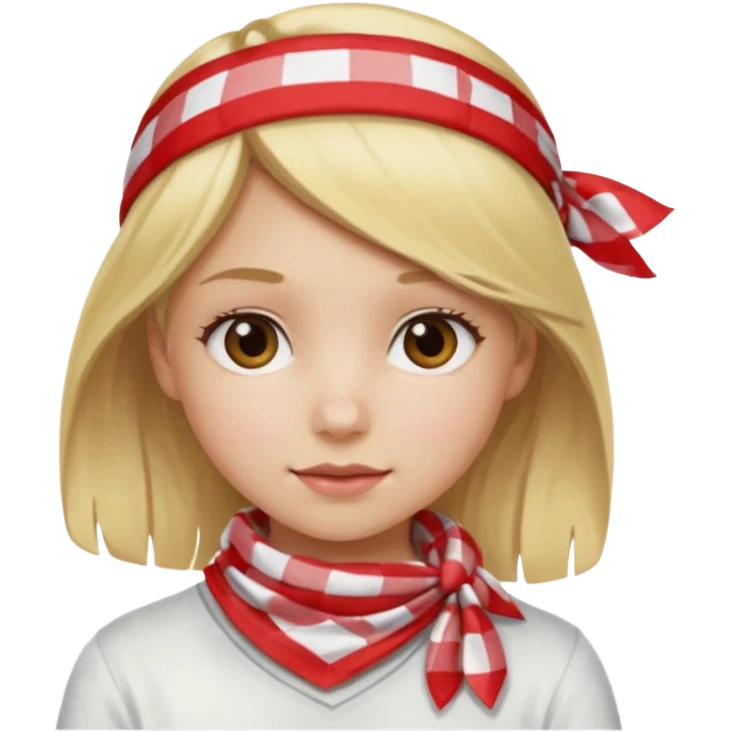 girl blonde hair, wear red and white checkered bandana emoji