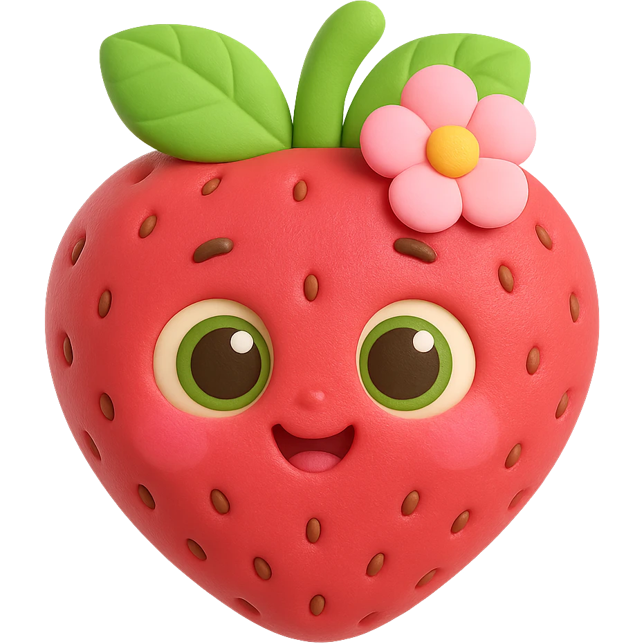 Make the character even softer and cuter, with a more baby-like face, and add a cute hair accessory such as a bow or flower. Keep the 3D kawaii Japanese style, no limbs, only expressive face, and maintain transparent background. The style should resemble 3D kawaii Japanese character design with no limbs and expressive face. emoji