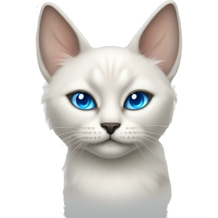 Fluffy white Siamese with blue eyes and devil horns  emoji